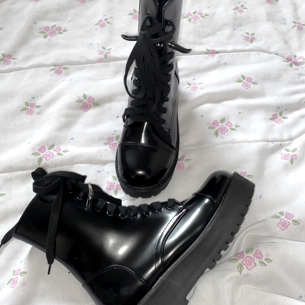Punk horned combat boots